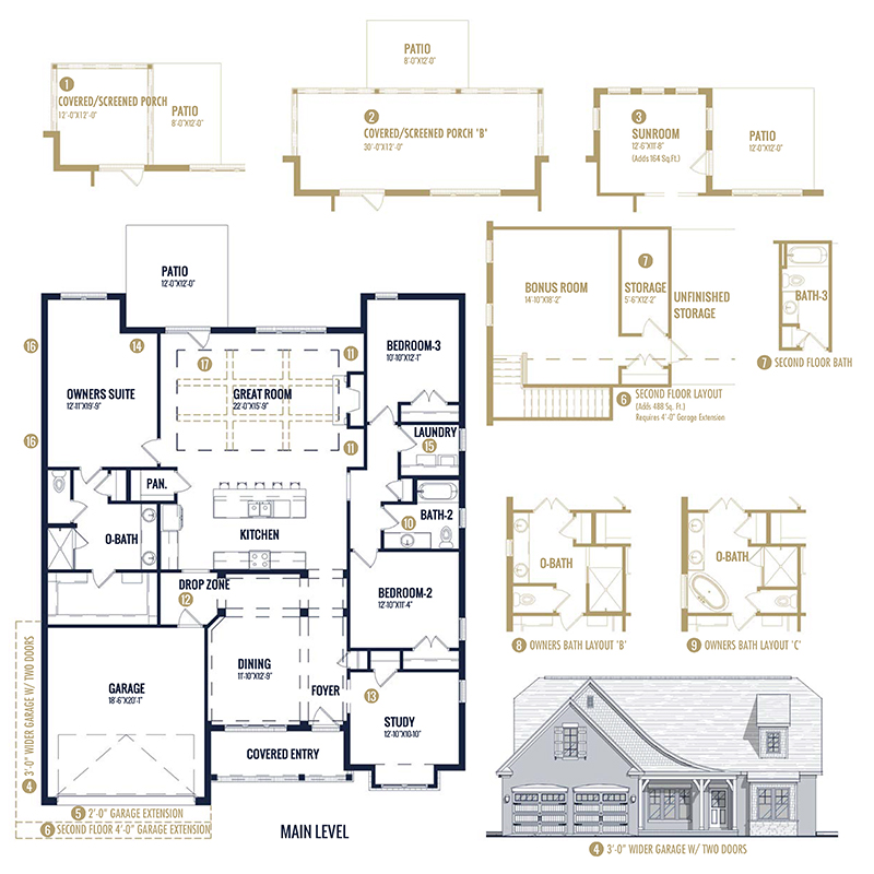 Oxford French Country a 3 bedroom 2 bath home in Petree Ridge. A New